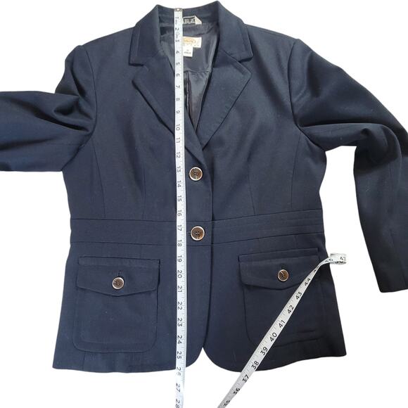 Talbots Petites Wool Navy Blue Blazer Women's Size 10P - Picture 6 of 13